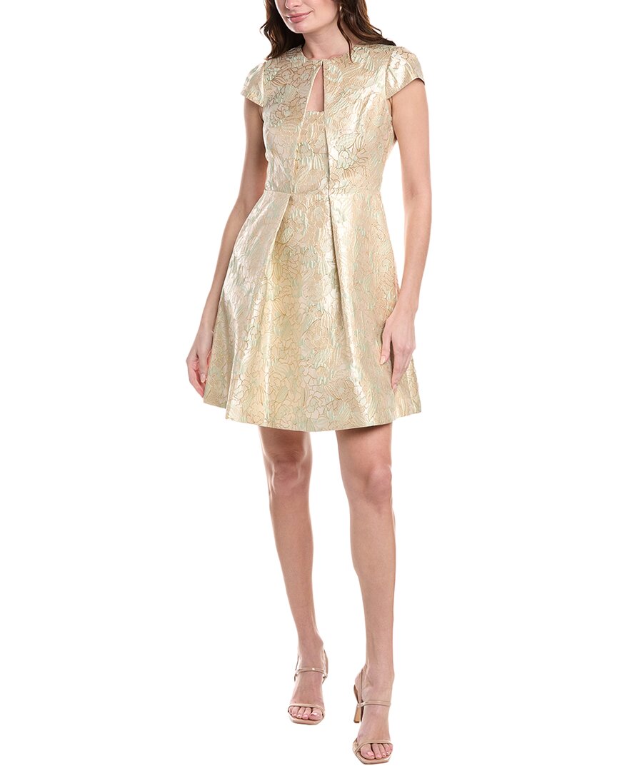 Vince Camuto Jacquard A-Line Dress Metallic