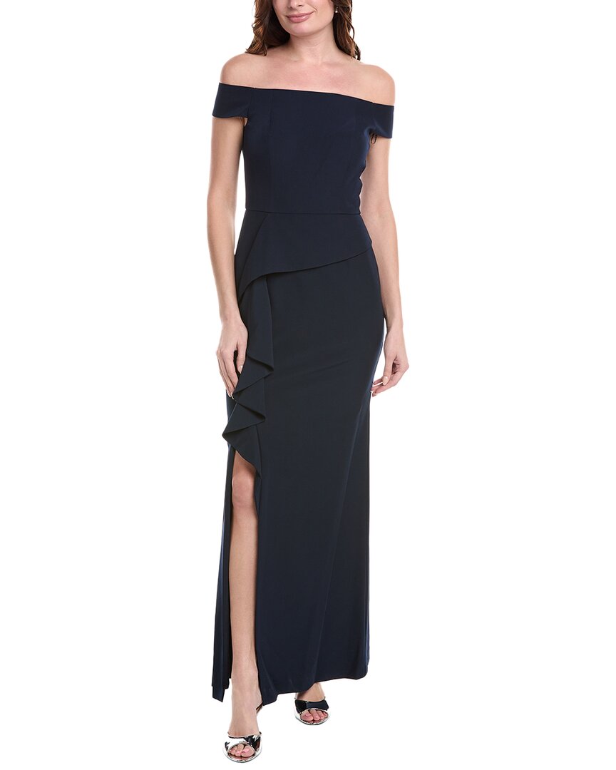 Vince Camuto Off-The-Shoulder Gown Blue