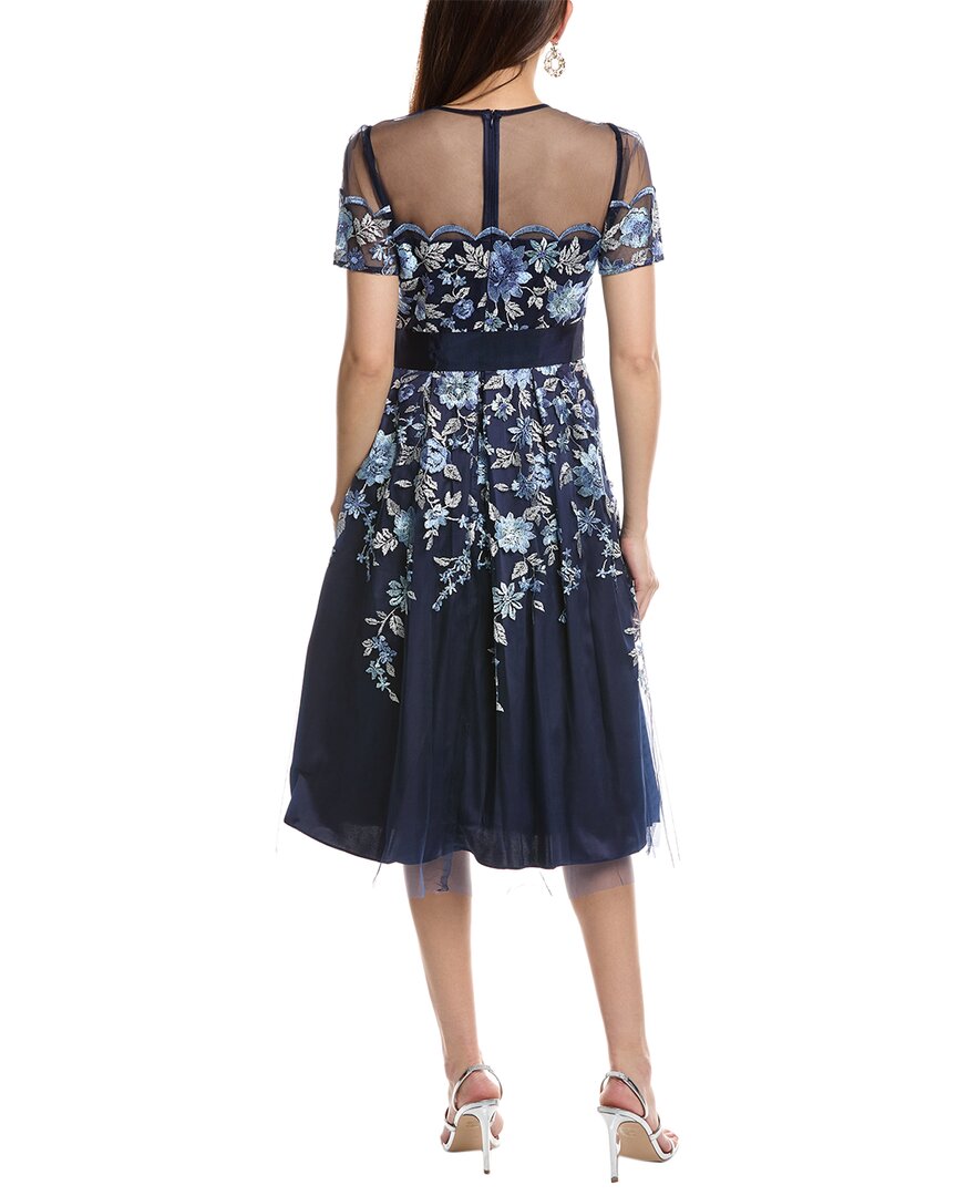 Eliza J Embroidered Tulle Cocktail Dress, Blue / 2 Eliza J Embroidered Tulle Cocktail Dress, Blue / 2