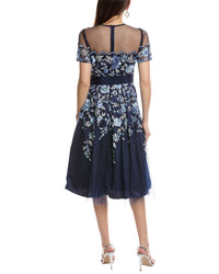 Eliza J Embroidered Tulle Cocktail Dress, Blue / 2
