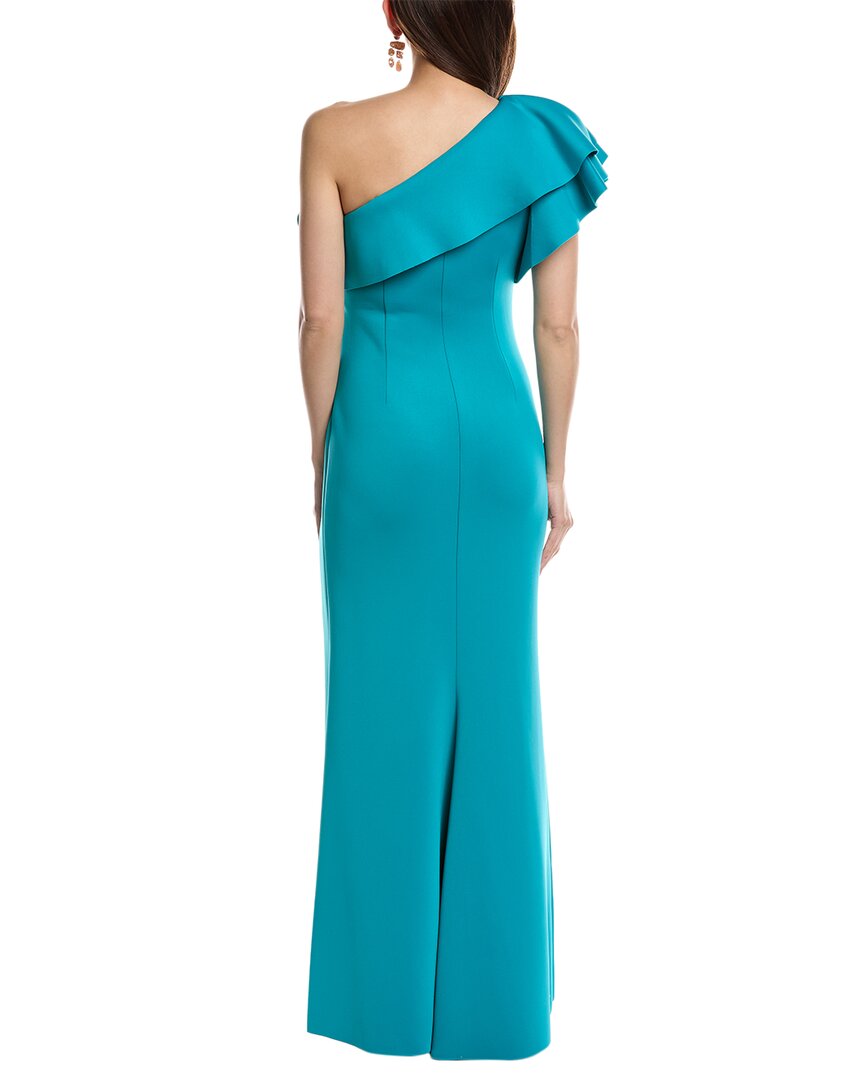 Eliza J One-Shoulder Scuba Gown, Green / 4