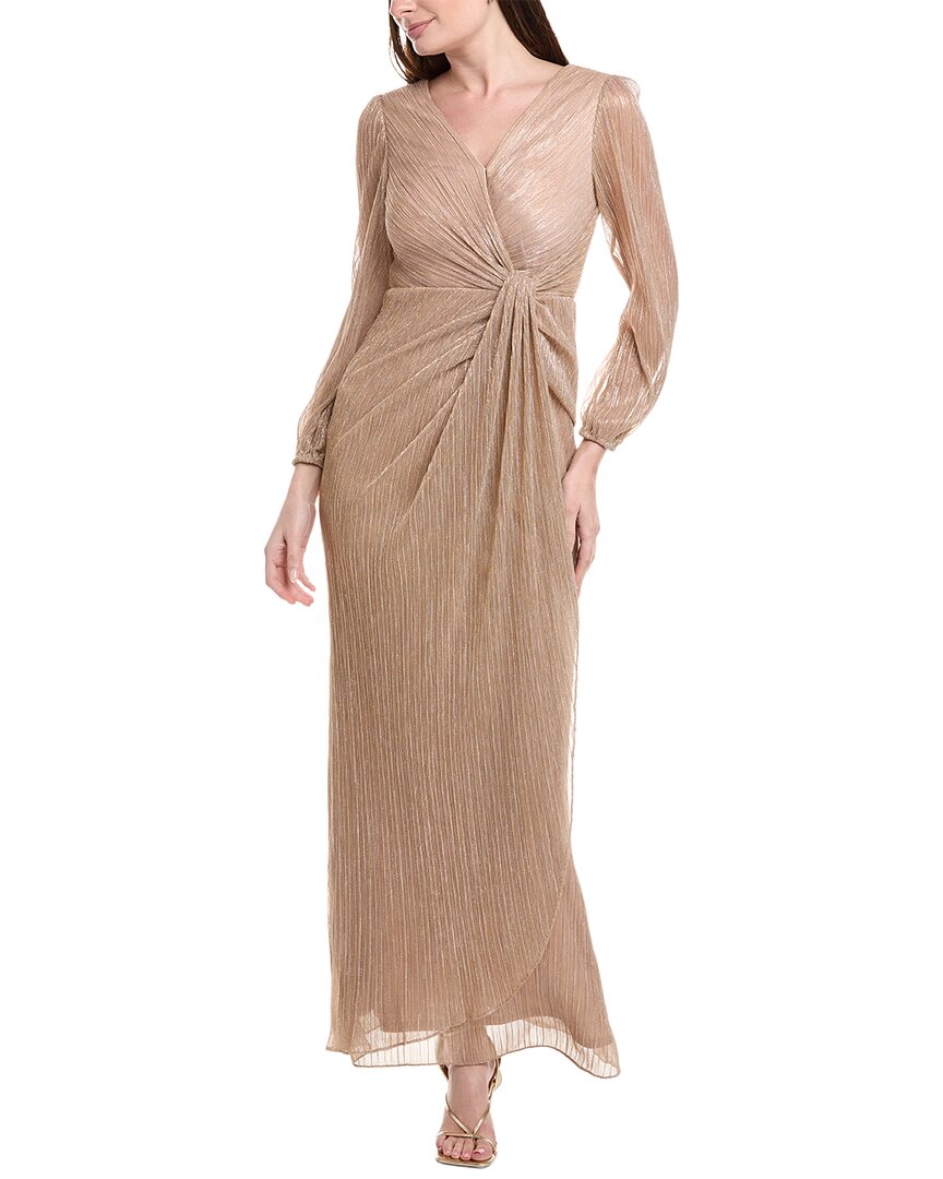 Adrianna Papell Metallic Mesh Draped Gown