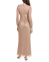 Adrianna Papell Metallic Mesh Draped Gown