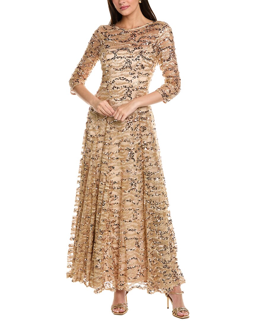 Tahari Asl Sequin Tulle Gown