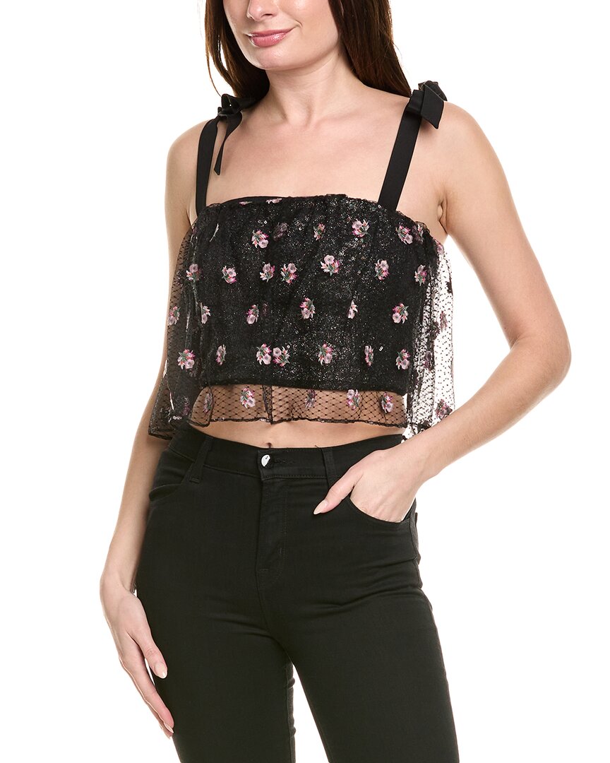 SALONI Saloni Sequin Silk-Trim Top
