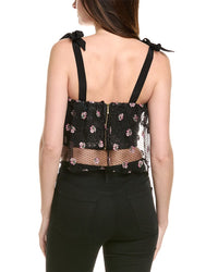 SALONI Saloni Sequin Silk-Trim Top