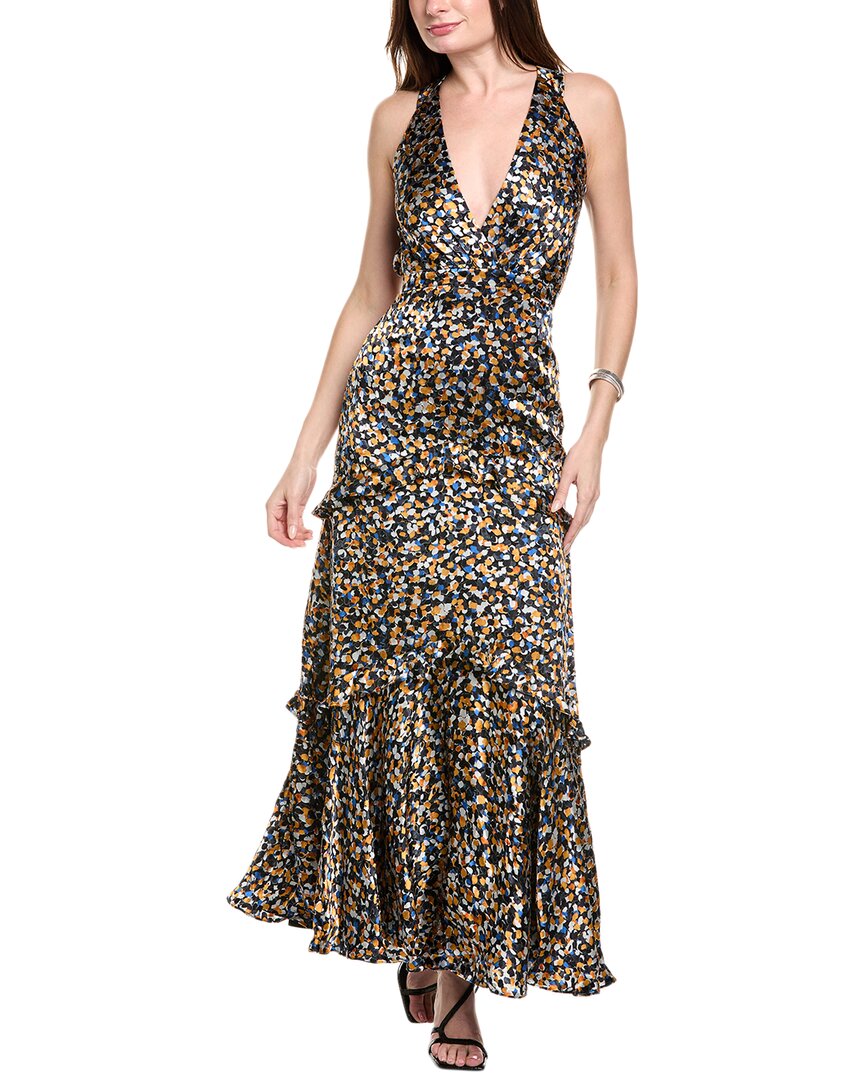 Saloni Devore Silk-Blend Maxi Dress