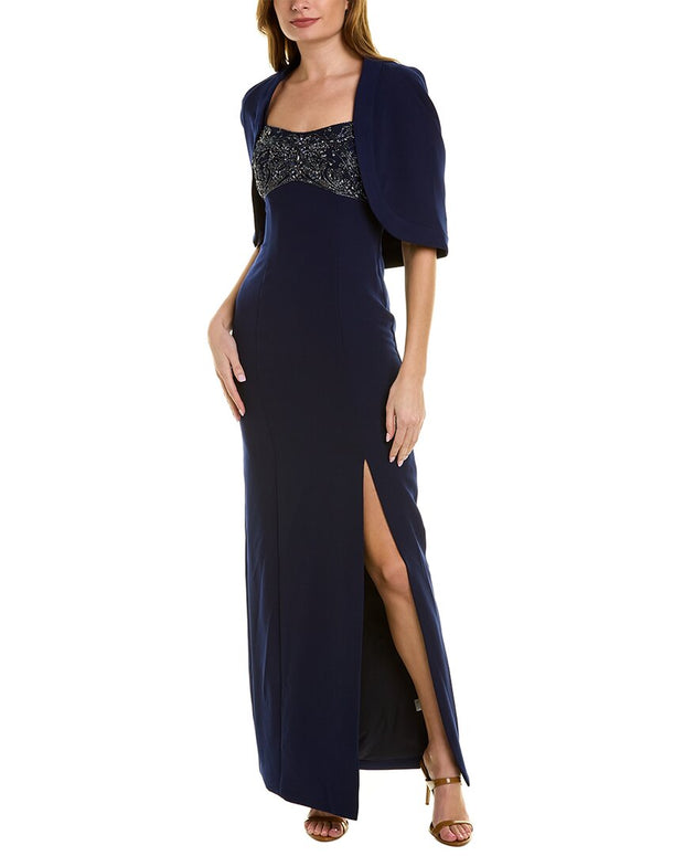 Theia Brigitta Capelet Column Gown