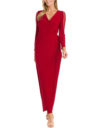 Rm Richards Sheer Insert Sleeve Detail Wrap Dress 6 Red