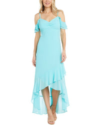 Rm Richards Souffle Crepe Chiffon Maxi Dress 6 Aqua