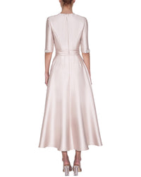 Reem Acra Jewel Neck Mikado Tea-Length Dress