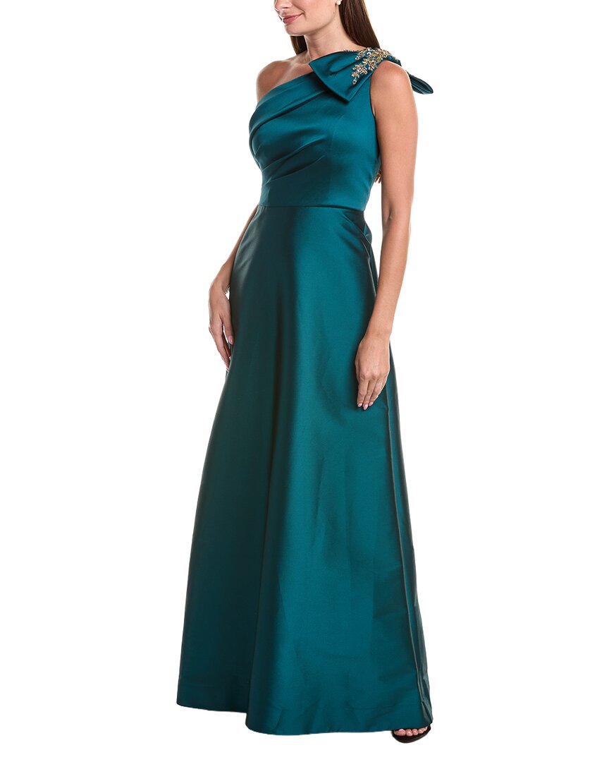 Teri Jon by Rickie Freeman Teri Jon By Rickie Freeman Mikado Asymmetrical Jewel Bow Shoulder Gown