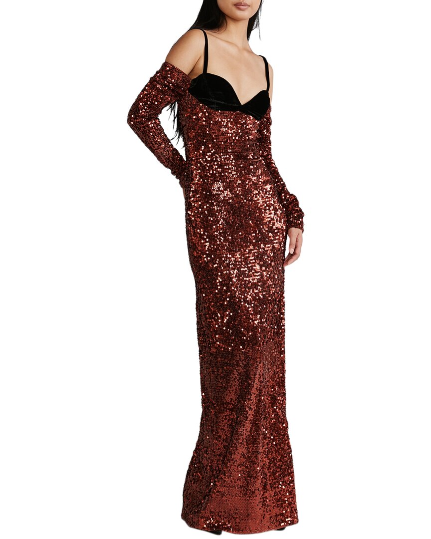 Zac Posen Sequin Bra Top Gown Black