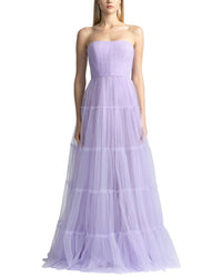 Zac Posen Strapless Tulle Gown 14 Purple