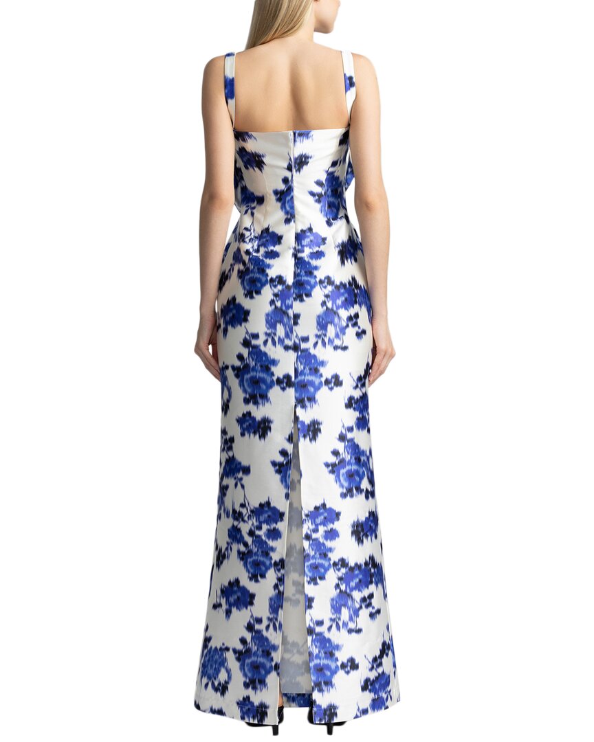 Zac Posen Floral Print Mikado Gown