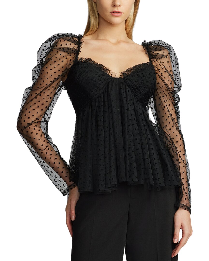 Zac Posen Dotted Tulle Top Black