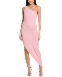 Susana Monaco One-Shoulder Side Gathered Midi Dress Pink