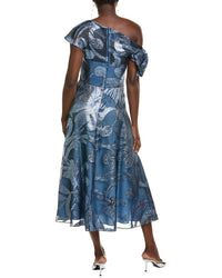 Lela Rose Evelyn Metallic Floral Fil Coupe Silk-Blend Gown