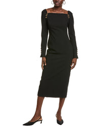 Lela Rose Raglan Midi Dress Black