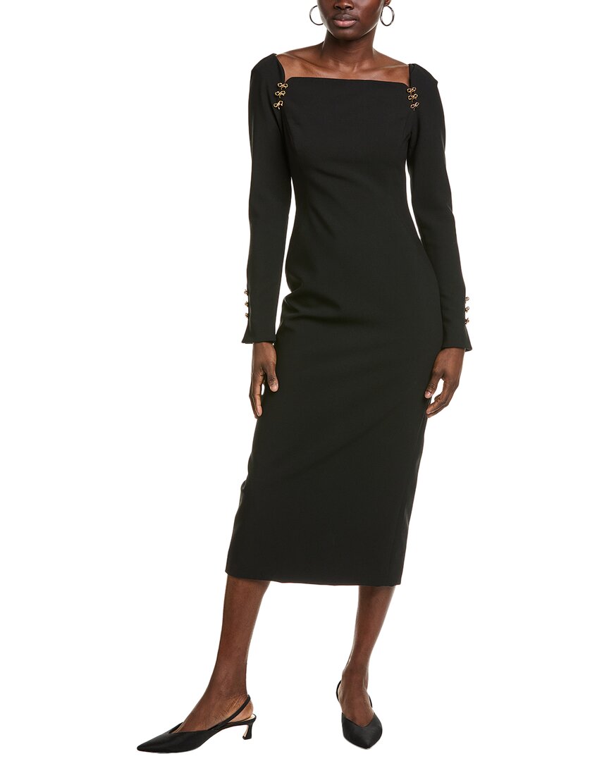 Lela Rose Raglan Midi Dress Black