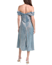 Rene Ruiz Pleated Metallic Cocktail Dress