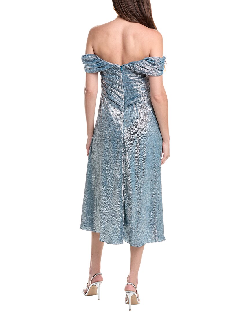 Rene Ruiz Pleated Metallic Cocktail Dress