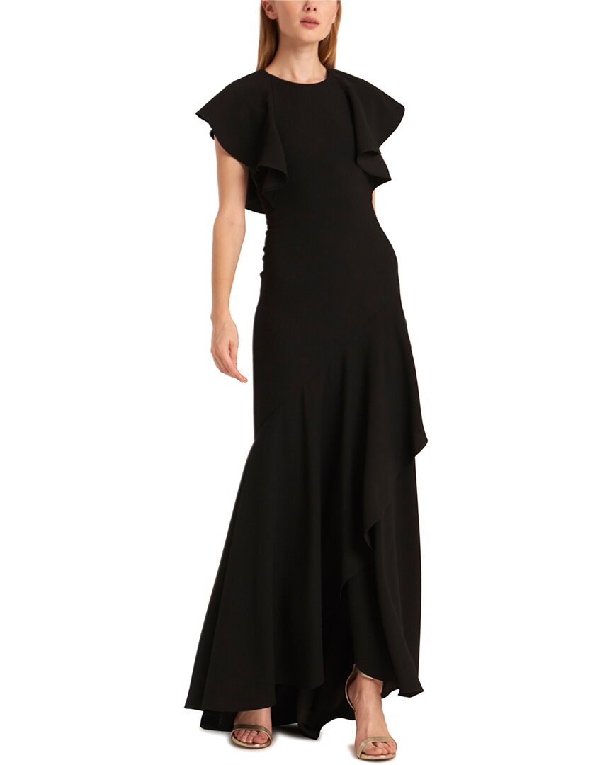 ML Monique Lhuillier Ml Monique Lhuillier Satin Ruffle Crepe Dress