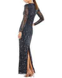 Mac Duggal Embellished High Neck Illusion Column Gown