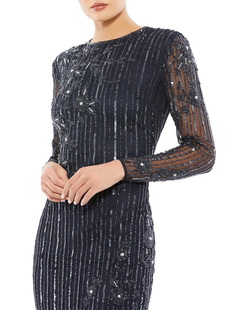 Mac Duggal Embellished High Neck Illusion Column Gown
