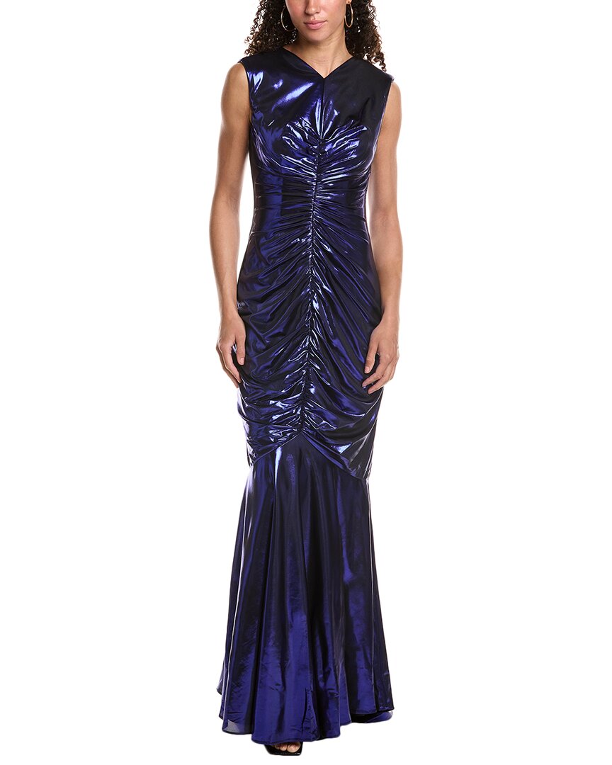 Rene Ruiz One-Shoulder Gown Blue