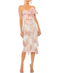 Mac Duggal Bow Front Ombre Fringe Dress