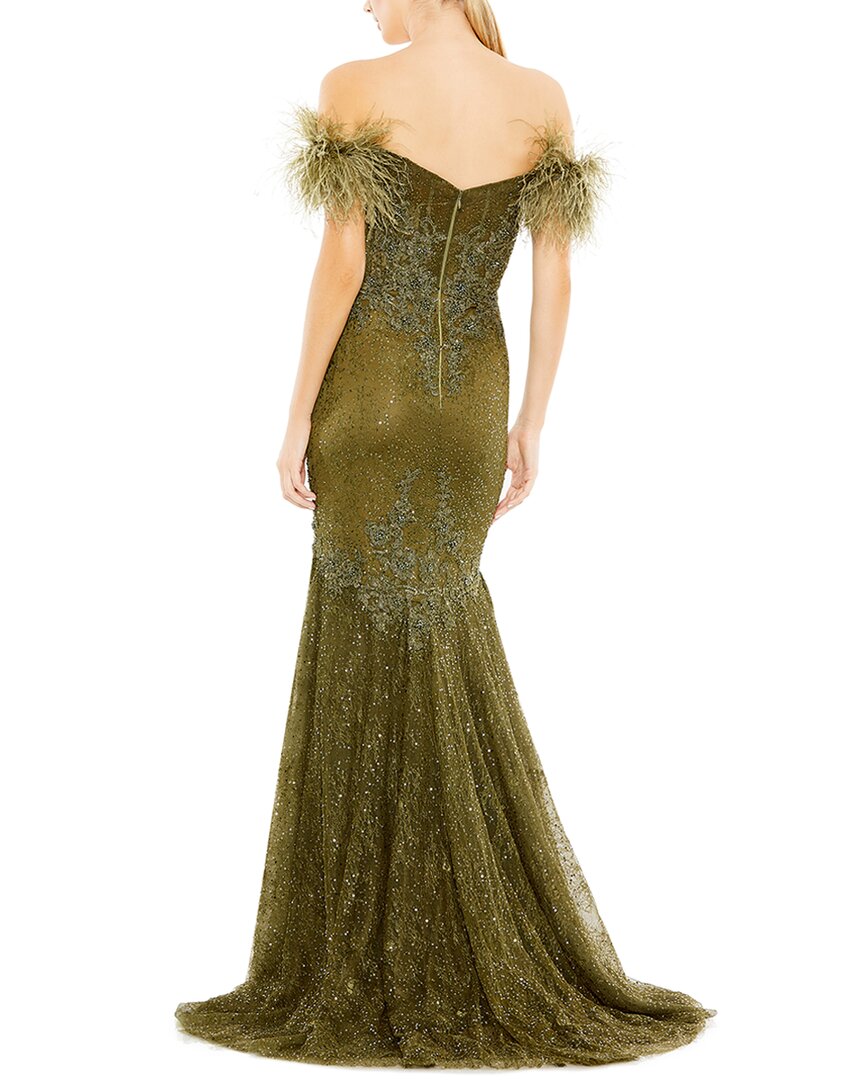 Mac Duggal Mac Duggal Feathered Crystal Embellished Mermaid Gown