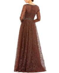Mac Duggal Embellished Illusion A-Line Gown