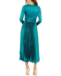 Mac Duggal Pleated Deep-V A-Line Dress