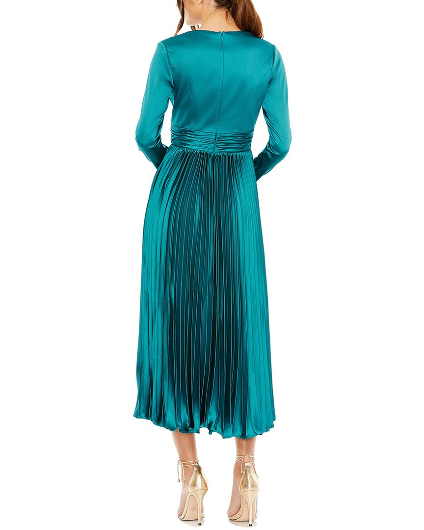 Mac Duggal Pleated Deep-V A-Line Dress
