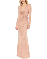 Mac Duggal Sequined Wrap A-Line Gown
