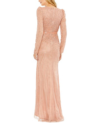 Mac Duggal Sequined Wrap A-Line Gown
