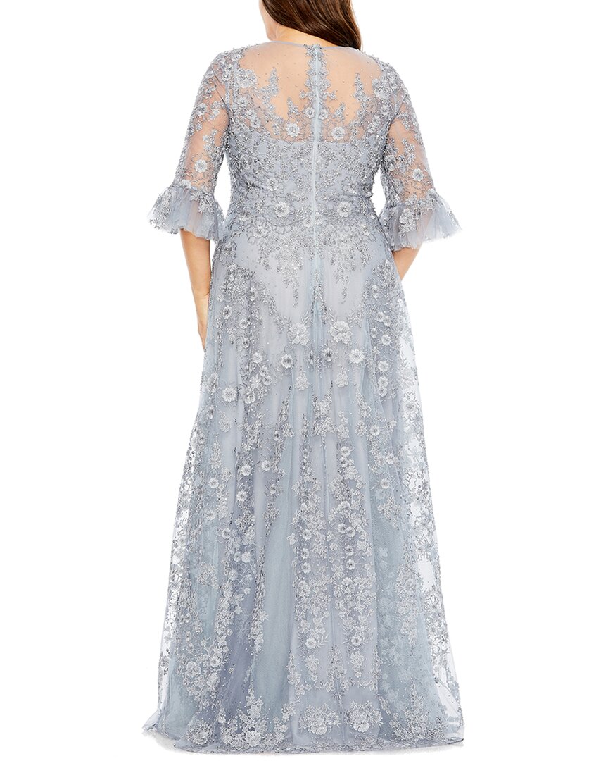 Mac Duggal Plus Flutter Sleeve Embellished A-Line Gown