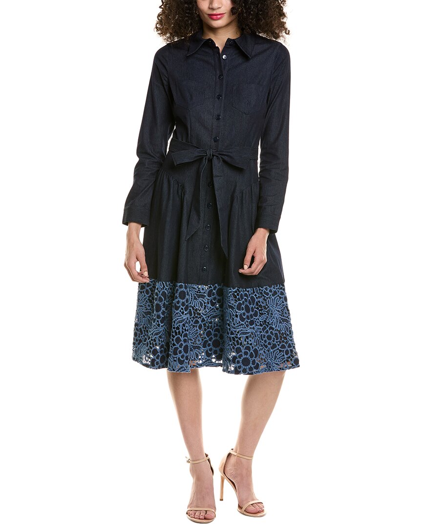 Teri Jon by Rickie Freeman Teri Jon By Rickie Freeman Denim Lace Shirtdress