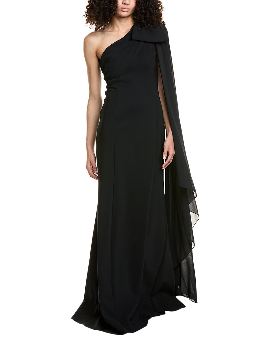 Teri Jon By Rickie Freeman Womens One-Shoulder Gown, 10, Black