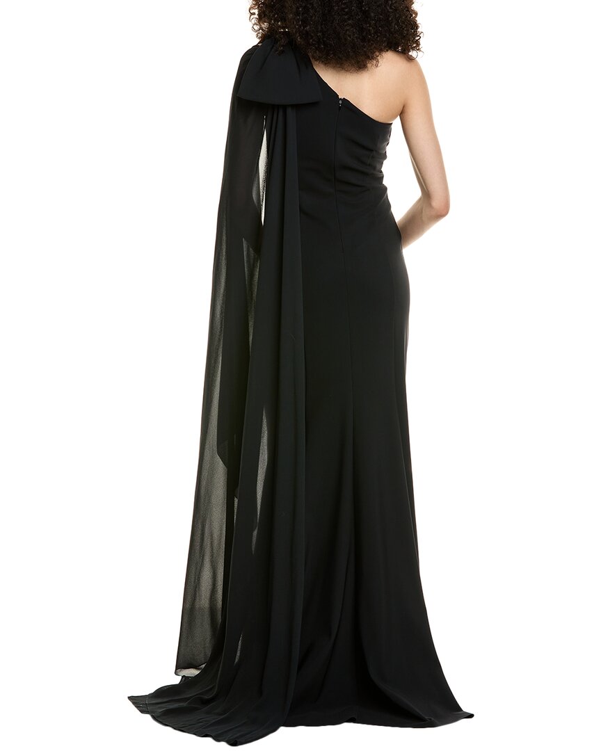 Teri Jon By Rickie Freeman Womens One-Shoulder Gown, 10, Black