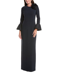 Teri Jon by Rickie Freeman Teri Jon By Rickie Freeman Crepe Taffeta Flounce Cuff Gown