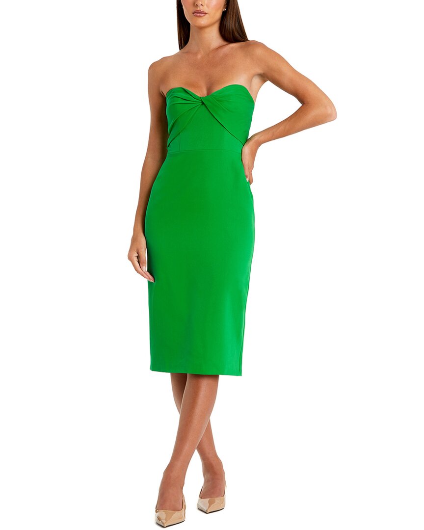 Mac Duggal Crepe Strapless Twist Top Fitted Midi Dress Green
