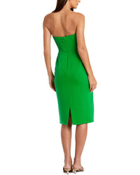 Mac Duggal Crepe Strapless Twist Top Fitted Midi Dress