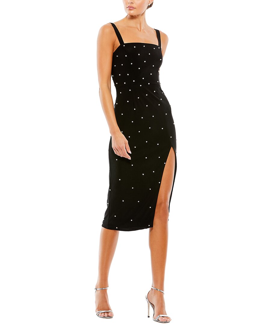 Mac Duggal Pearl Encrusted Square Neck Midi Dress