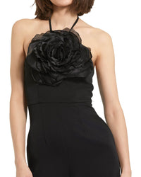 Mac Duggal Halter Neck Crepe Jumpsuit