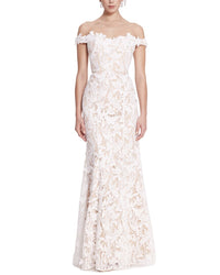 Marchesa Notte Lace Guipure Dress Ivory
