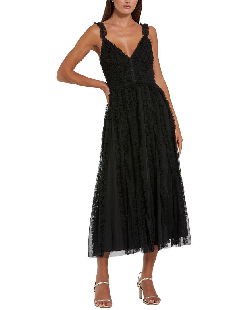 Mac Duggal Ruffle Tiered A-Line Dress 10 Black