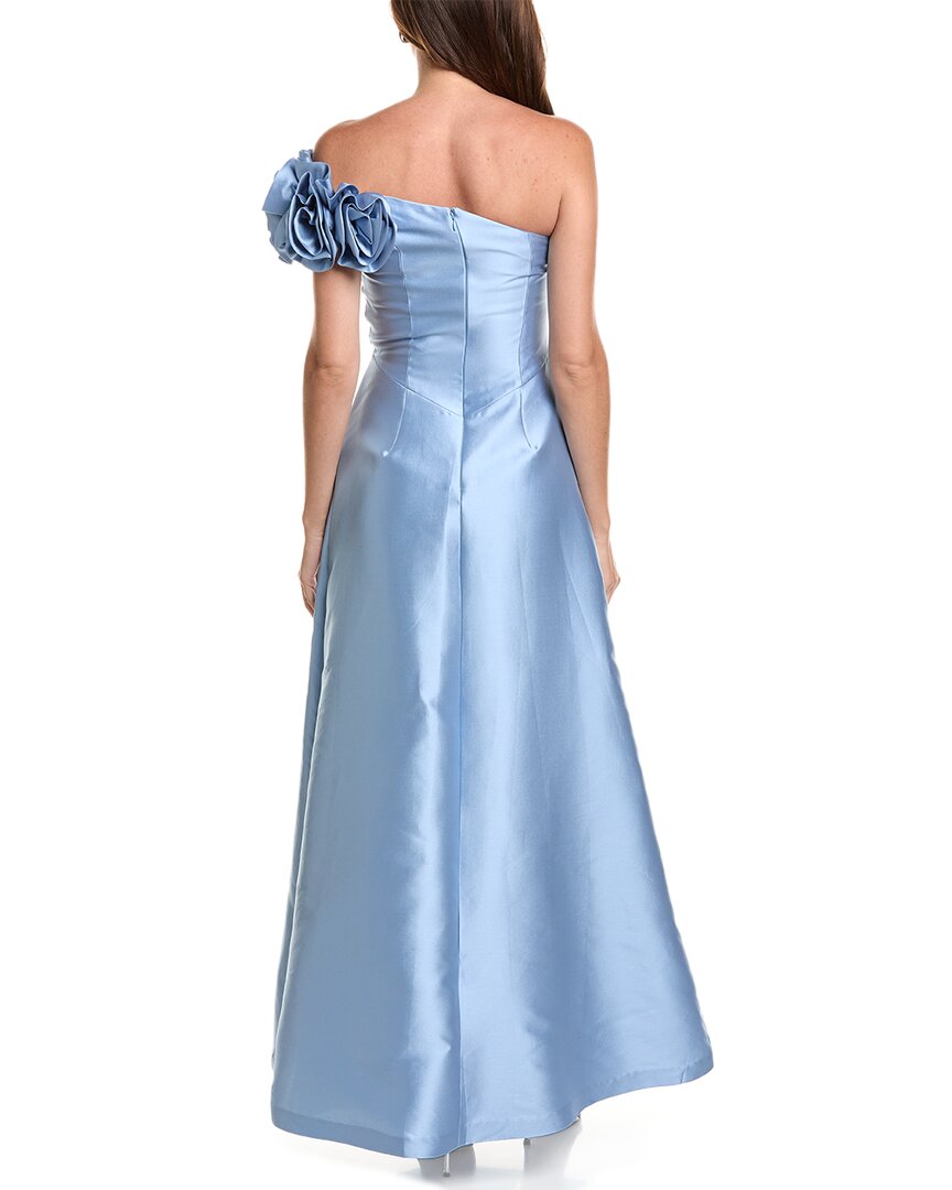 Teri Jon by Rickie Freeman Teri Jon By Rickie Freeman Mikado Flower One-Shoulder Bead Applique Gown