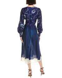 Marchesa Notte Printed Georgette Midi Dress